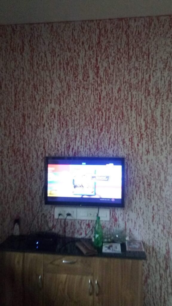 Textured wall TV room